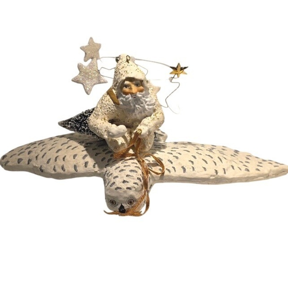 Dept 56 Father Frost Santa on Flying Owl‎ Ornament Christmas Decor 10 Inch